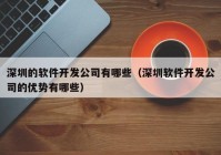 深圳的软件开发公司有哪些（深圳软件开发公司的优势有哪些）